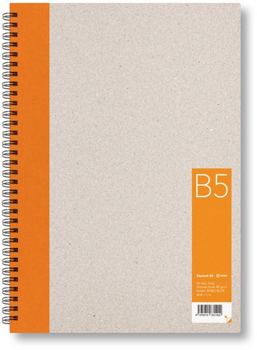 Levně Kroužkový zápisník B5, čistý, oranžový, 50 listů