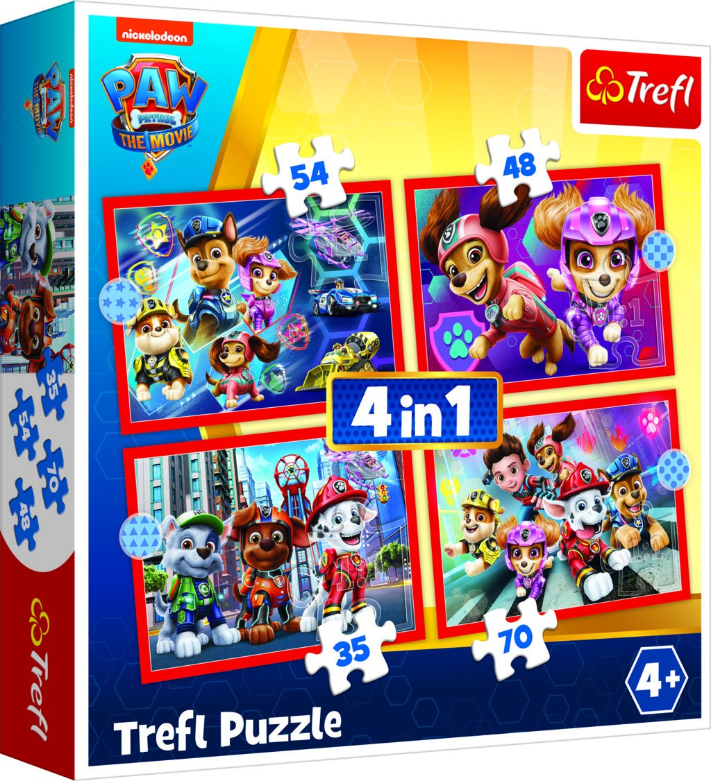 Trefl Puzzle Tlapková patrola ve městě 4v1 (35,48,54,70 dílků) - Trefl