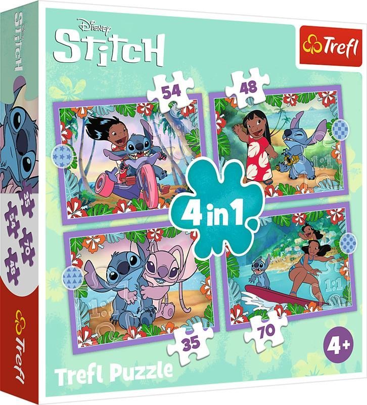 Levně Puzzle Lilo &amp; Stitch: Bláznivý den 4v1 (35,48,54,70 dílků)