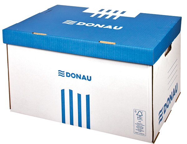 Levně DONAU archivační krabice s výklop. víkem, 555 x 370 x 315 mm, lepenka, 490 g/m², modrá - 5ks