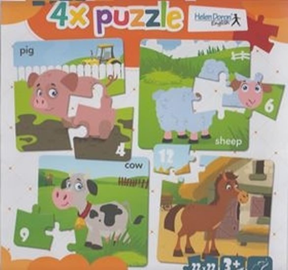 Levně 4x puzzle Pig, sheep, cow, horse