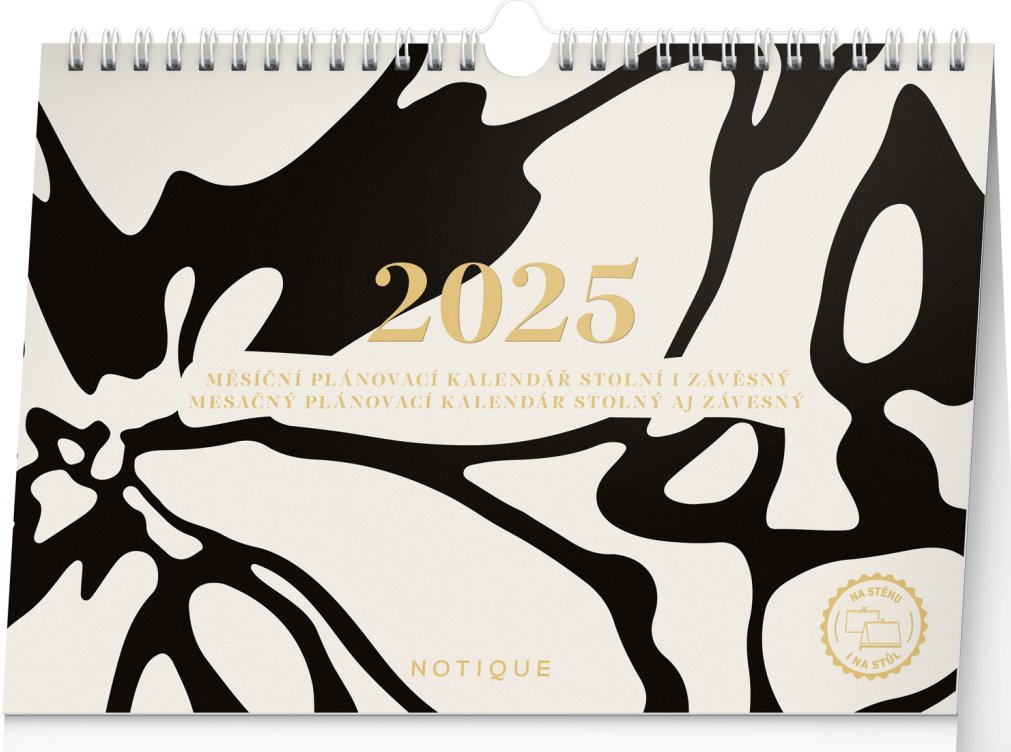 NOTIQUE Měsíční plánovací kalendář Abstrakt 2025, 30 x 21 cm