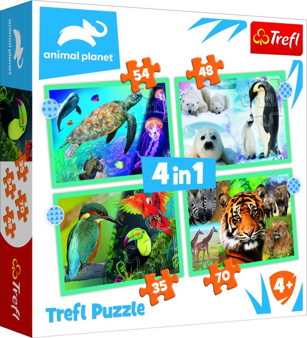 Trefl Puzzle Animal Planet: Záhadný svět zvířat 4v1 (35,48,54,70 dílků) - Trefl