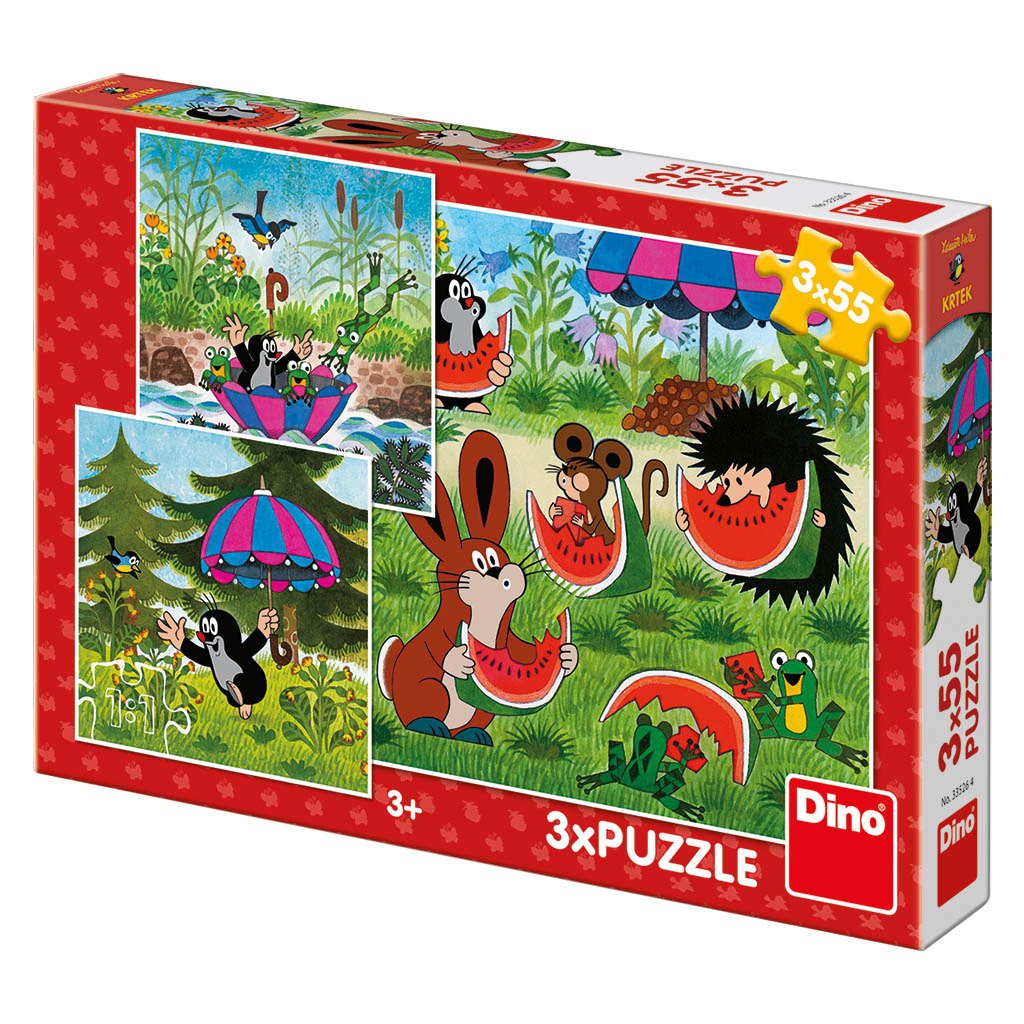 Levně Krtek a paraplíčko: puzzle 3x55 dílků - Dino