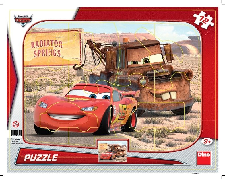 Auta: Blesk &amp; Burák - puzzle 12 dílků - Dino