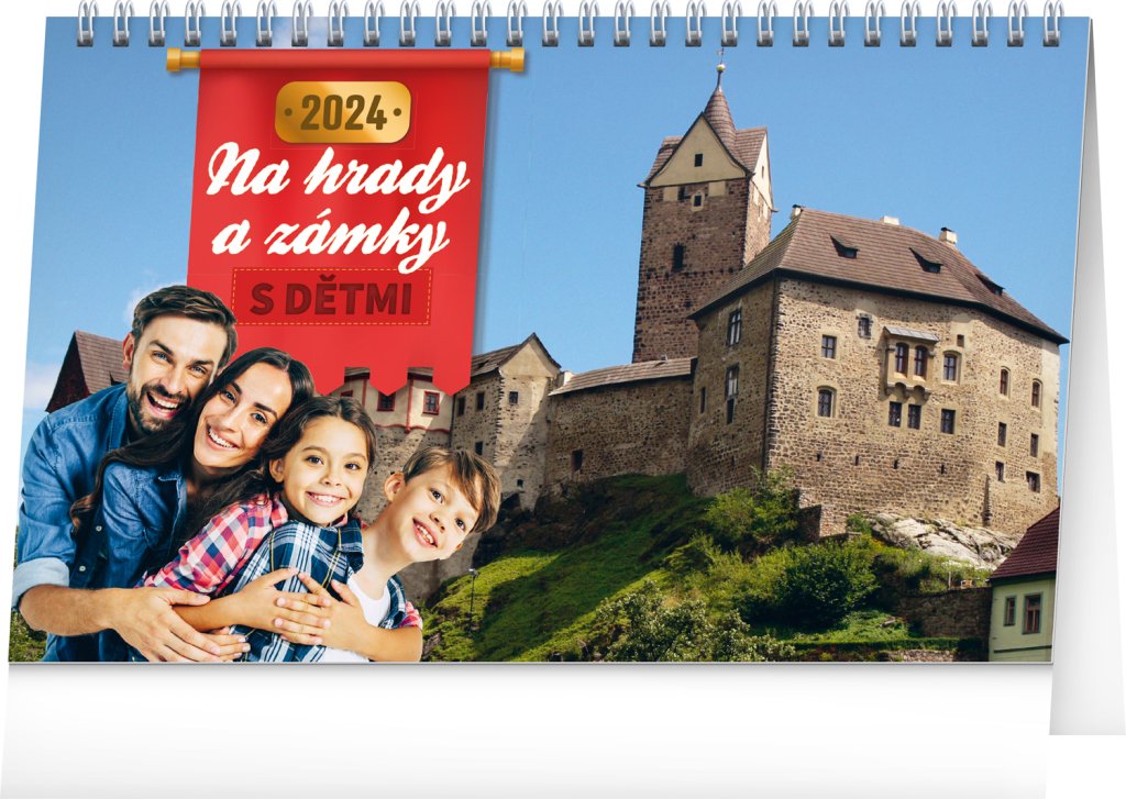 Levně Kalendář 2024 stolní: S dětmi na hrady a zámky, 23,1 × 14,5 cm