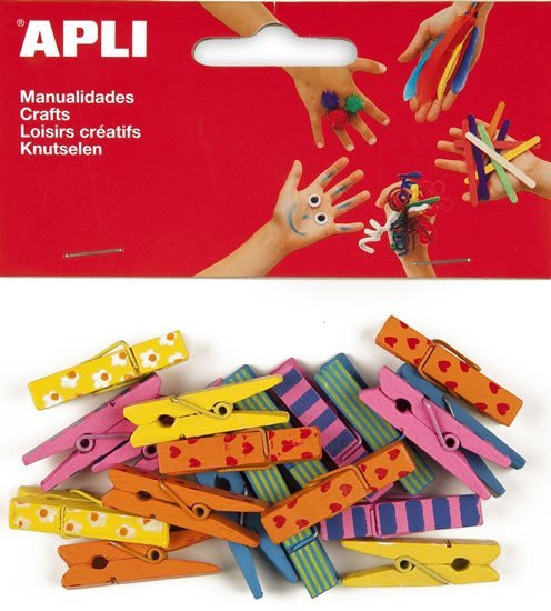 Levně APLI dřevěné kolíčky 35 x 7 mm - mix barev 20 ks
