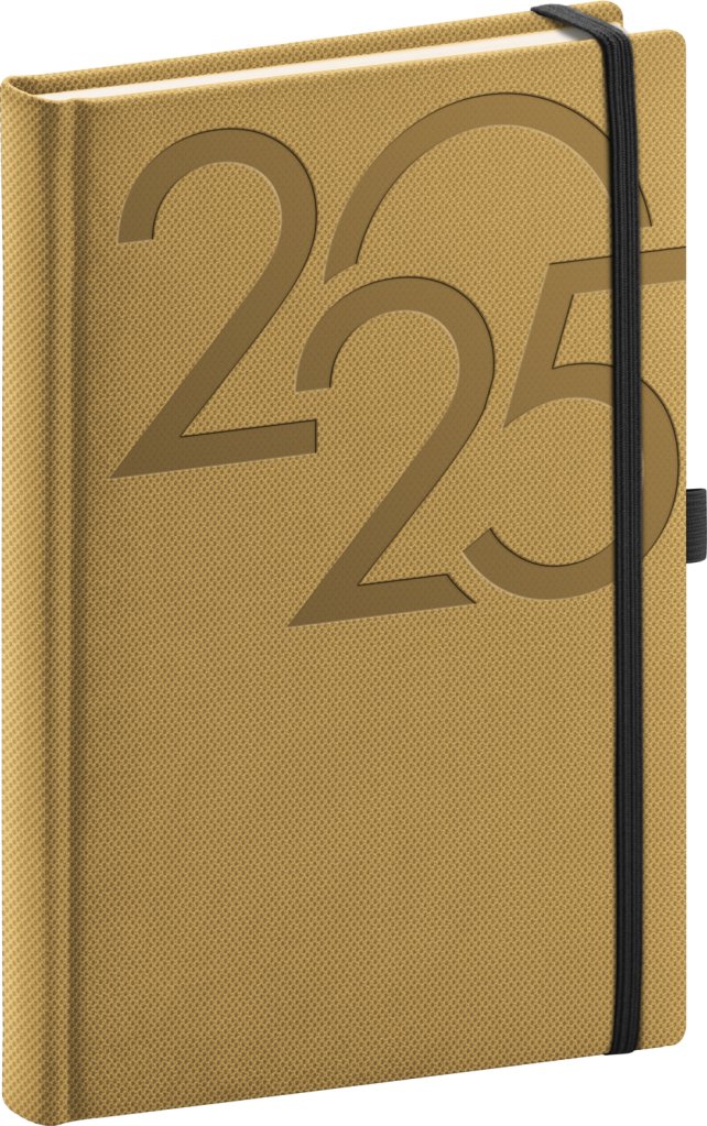 NOTIQUE Denní diář Ajax 2025, zlatý, 15 x 21 cm