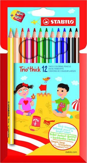 Levně Pastelky STABILO Trio thick sada 12 ks s ořezávátkem