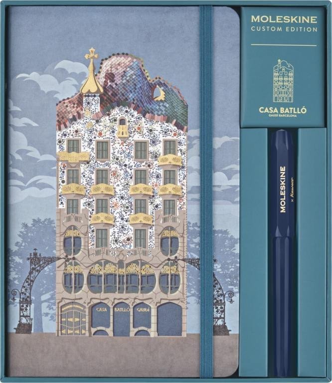 Levně Moleskine Casa Batlló Sada - linkovaný zápisník L a propisovací tužka Kaweco