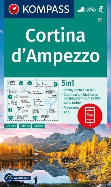 Levně Cortina d´Ampezzo 1:50 000 / turistická mapa KOMPASS 55, 1. vydání