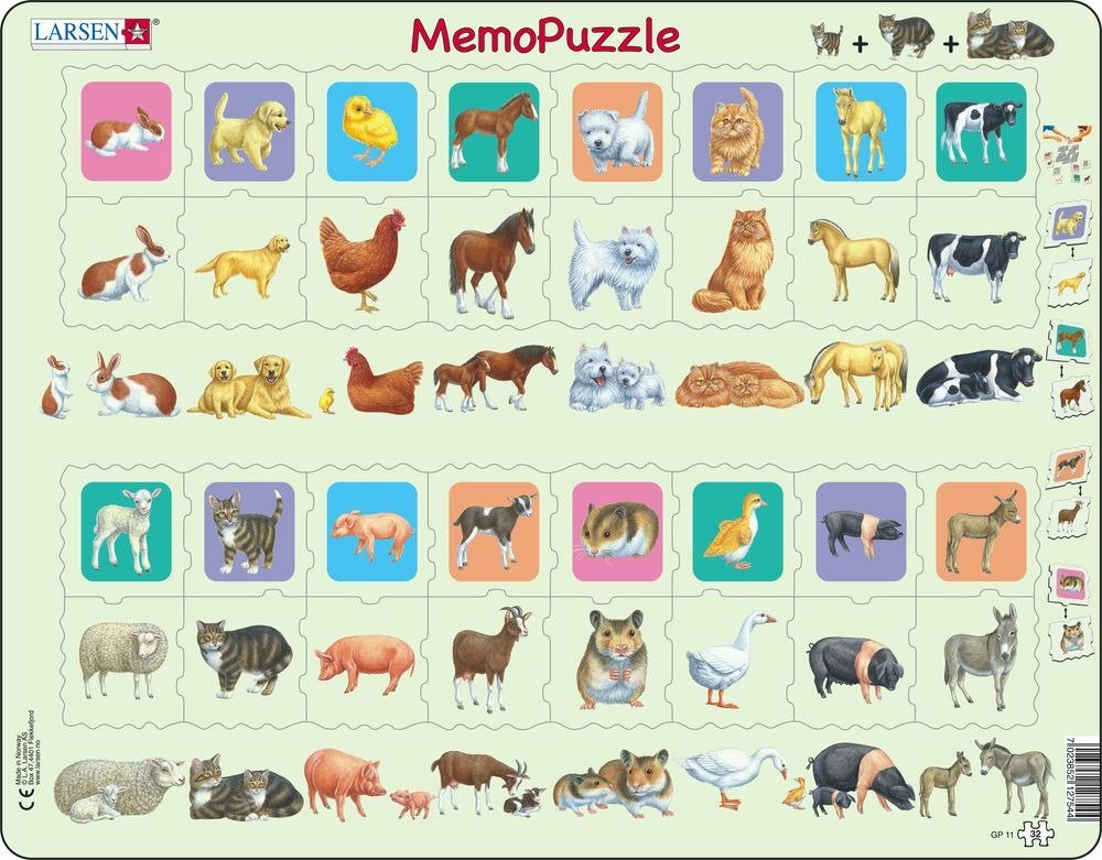 Levně Puzzle Memo puzzle - děti, zvířátka 32 dílků - Larsen