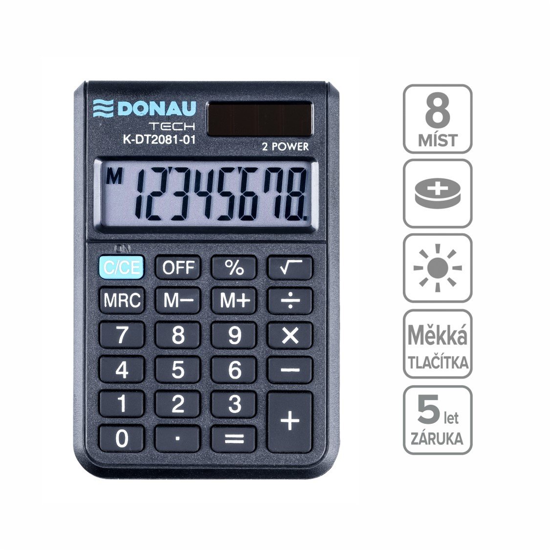 DONAU kapesní kalkulačka DONAU TECH 2081, 8místná, černá
