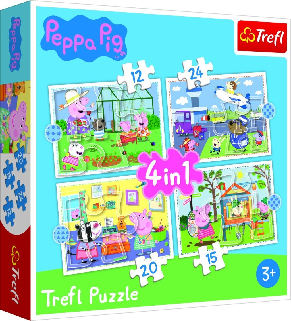 Levně Trefl Puzzle Peppa Pig - Vzpomínky na prázdniny 4v1 (12,15,20,24 dílků) - Trefl