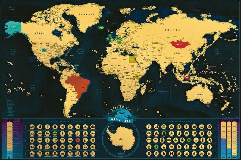 Levně Stírací mapa světa EN - gold classic XL