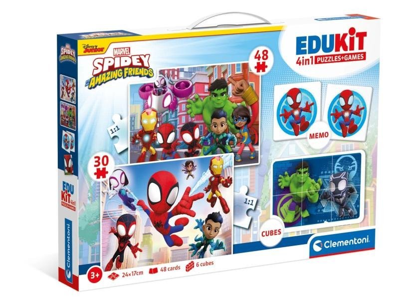 Levně Edukit Spidey a jeho úžasní přátelé 4v1 (pexeso, 48 + 30 puzzle, 6 kostek)