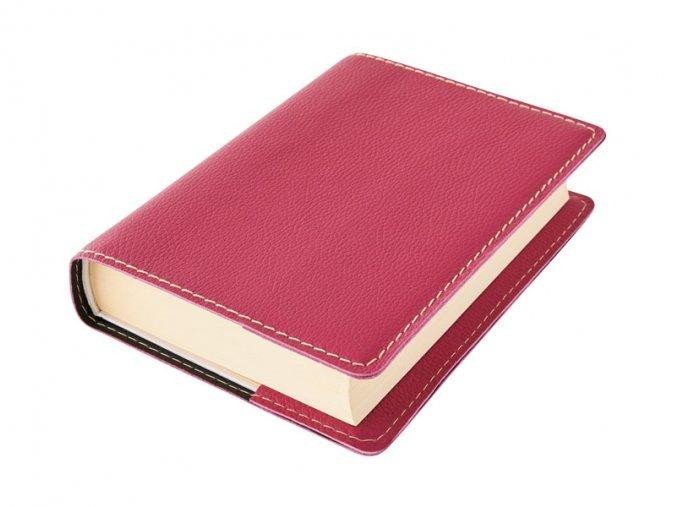 Levně Kožený obal na knihu KLASIK XL 25,5 x 39,8 cm - kůže růžová