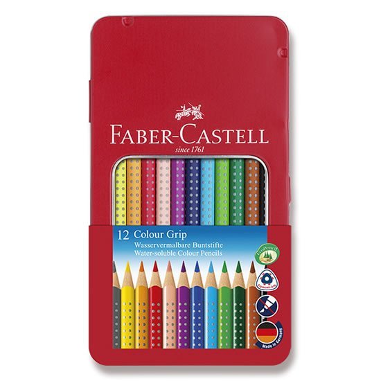 Levně Faber - Castell Pastelky trojhranné Grip 2001 - plechová krabička 12 ks