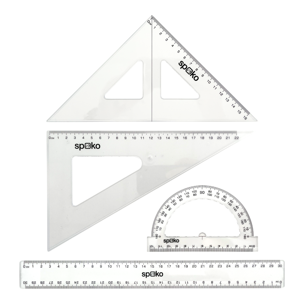 Spoko sada pravítek 4 ks - transparentní