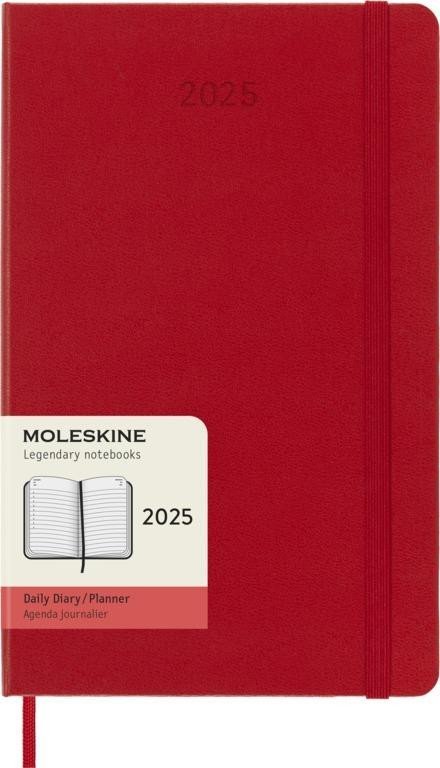 Levně Moleskine Diář 2025 červený L, denní, tvrdý