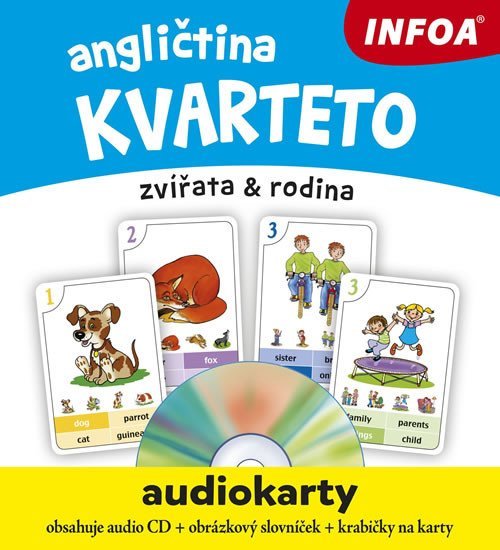 Levně Angličtina KVARTETO - Audiokarty + CD (zvířata a rodina)