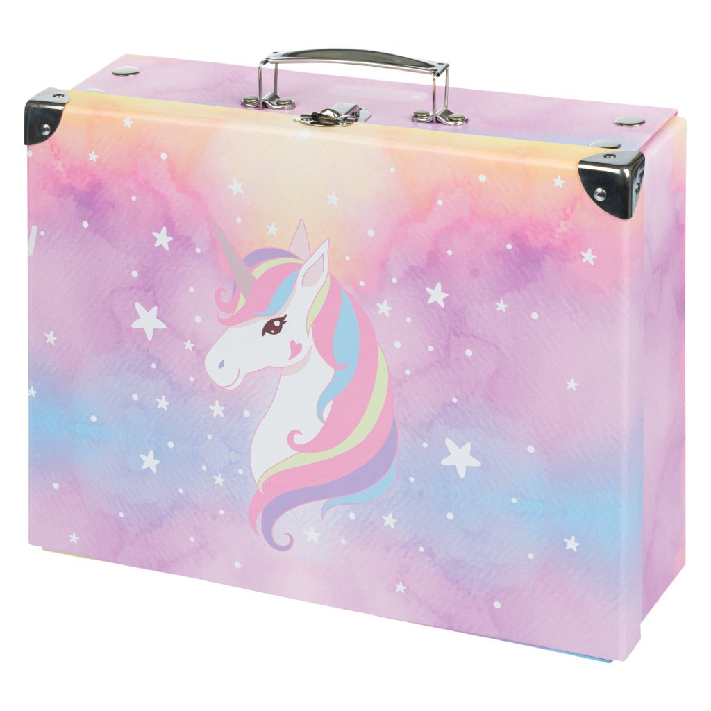 Levně BAAGL Skládací školní kufřík - Rainbow Unicorn s kováním