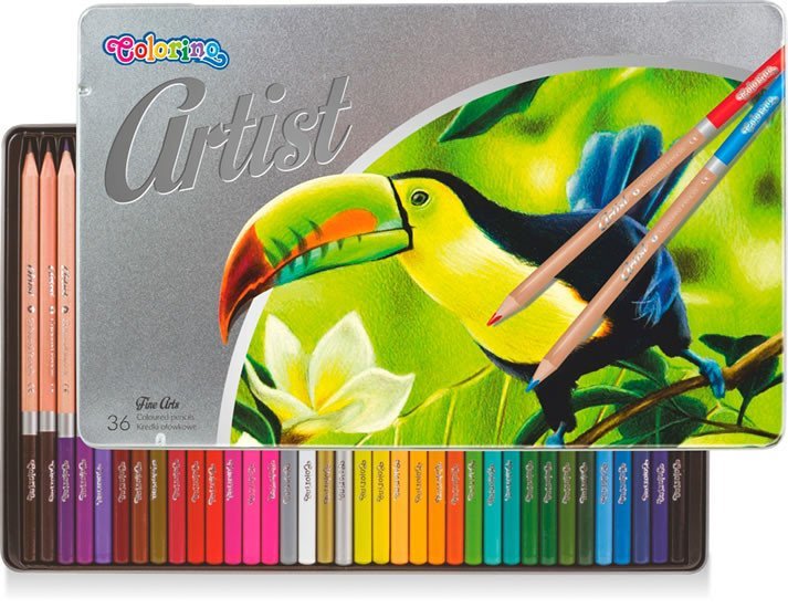 Levně Artist - pastelky dřevěné kulaté, kovový box 36 barev
