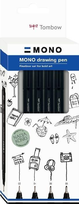 Levně Tombow Fineliner MONO drawing pen - sada Fine 4ks