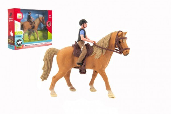 Levně Kůň + žokej plast 15cm v krabici 20x16x5,5cm