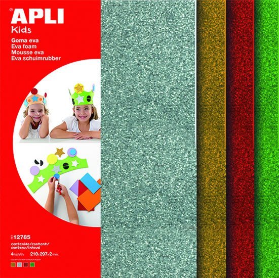 APLI pěnovka se třpytkami 210 x 297 mm - mix 4 barev ( 4 ks )