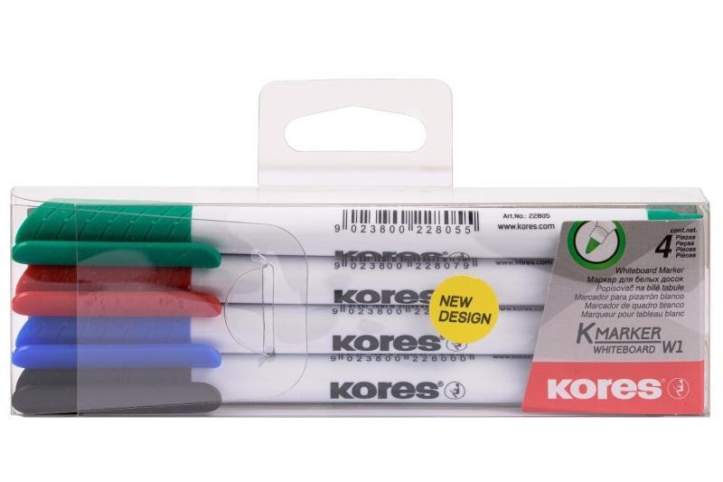 Product detail of Kores K-MARKER Popisovač na bílé tabule, tenký hrot, 4 ks sada