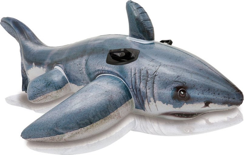 Levně Lehátko žralok bílý s úchyty nafukovací 173x107cm - Alltoys Intex